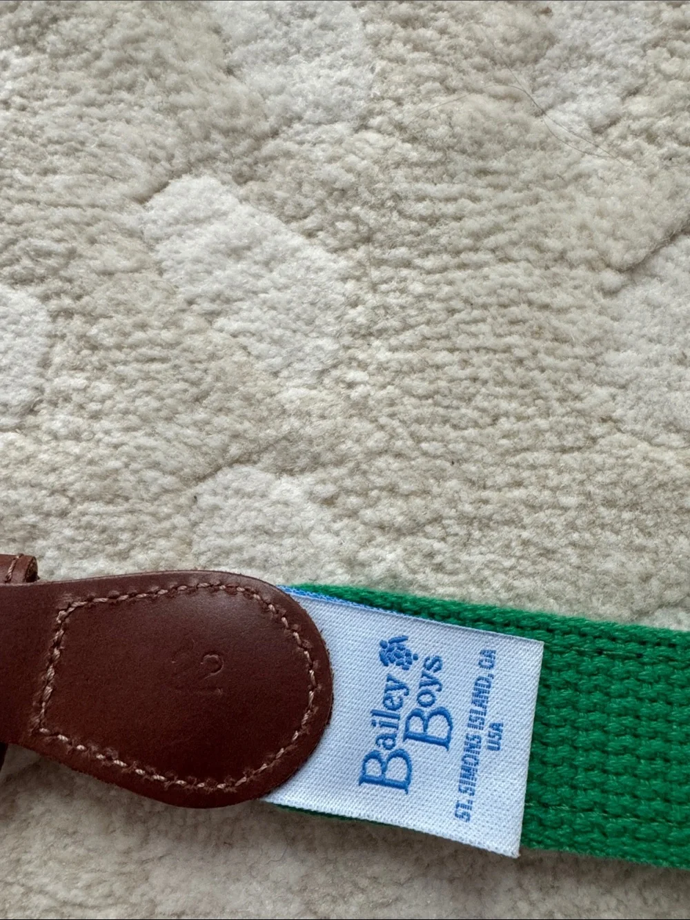 Bailey Boys Embroidered Green and Blue Belt with Trucks